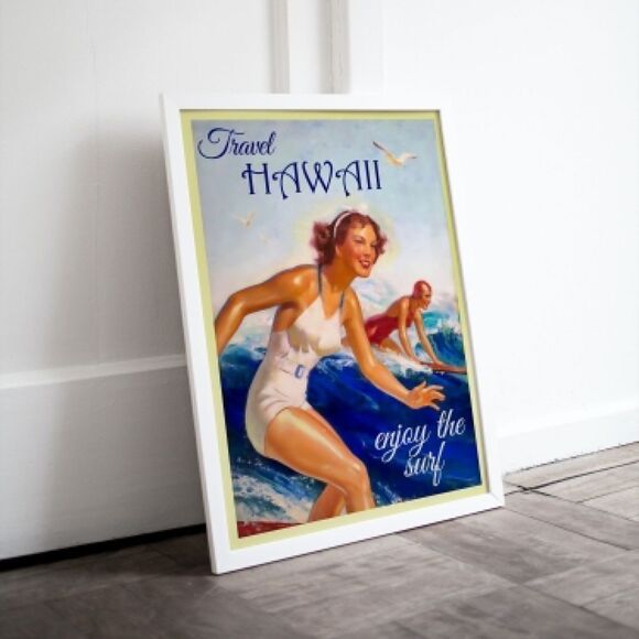 Vintage Hawaii Surfing Print - Picture 6 of 8